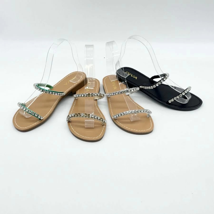 Sandali fascette strass Sb2023-5|Colore:Turchese