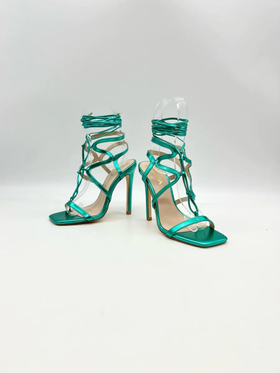 Sandali intreccio lace up sa2023-19|Colore:Turchese