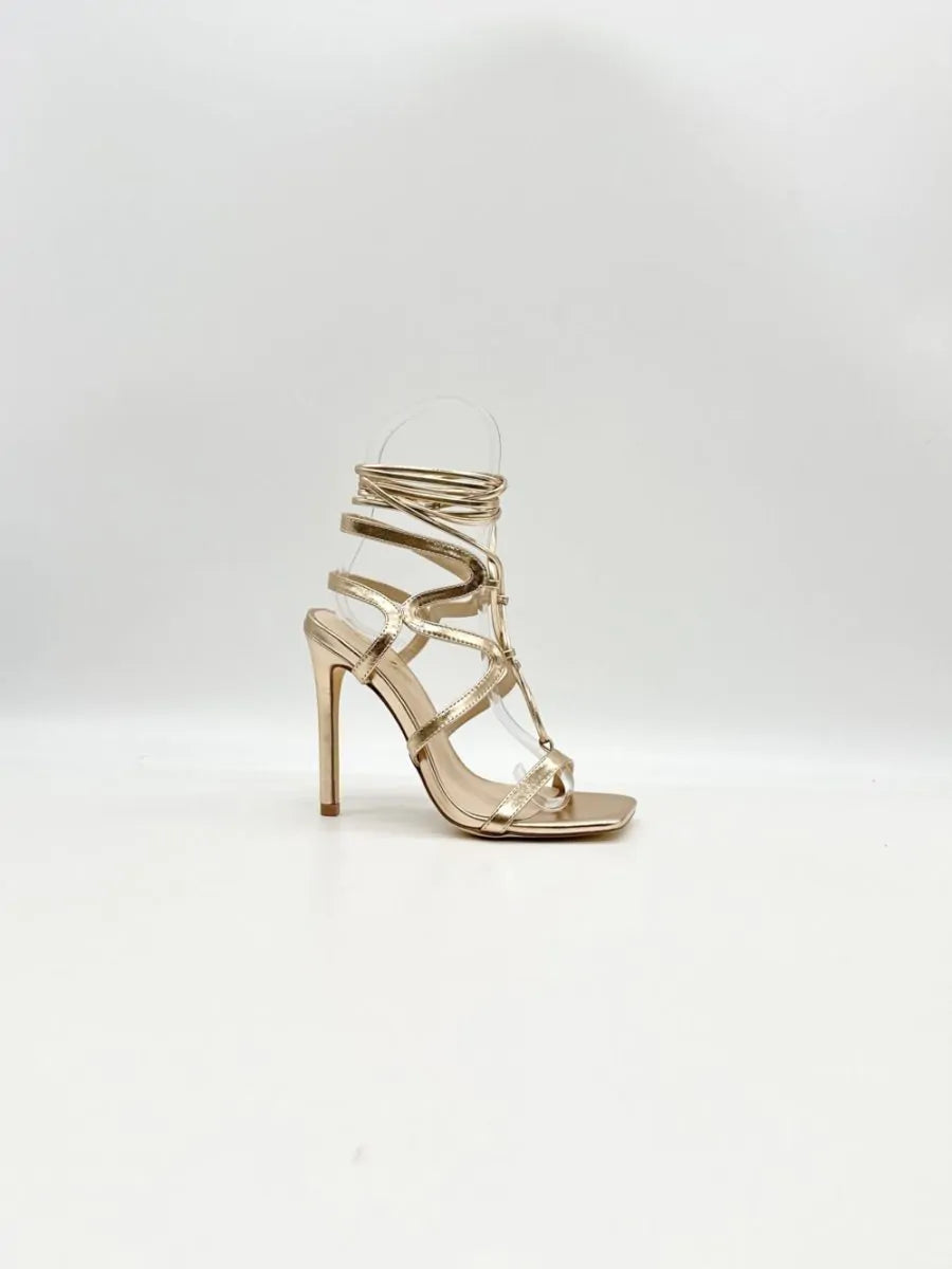 Sandali intreccio lace up sa2023-19|Colore:Champagne