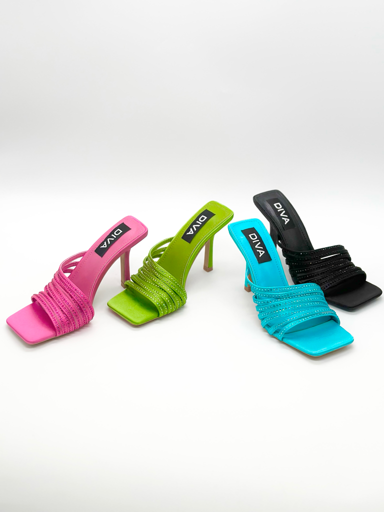 Sandali mules strass 2602|Colore:Celeste