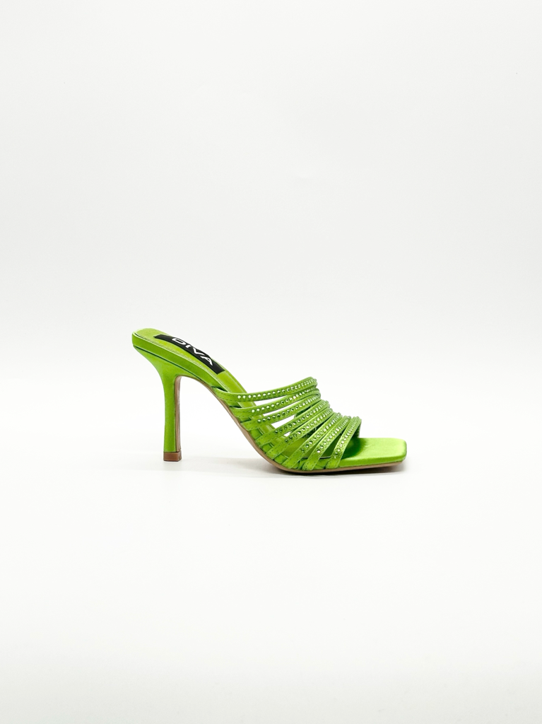Sandali mules strass 2602|Colore:Verde