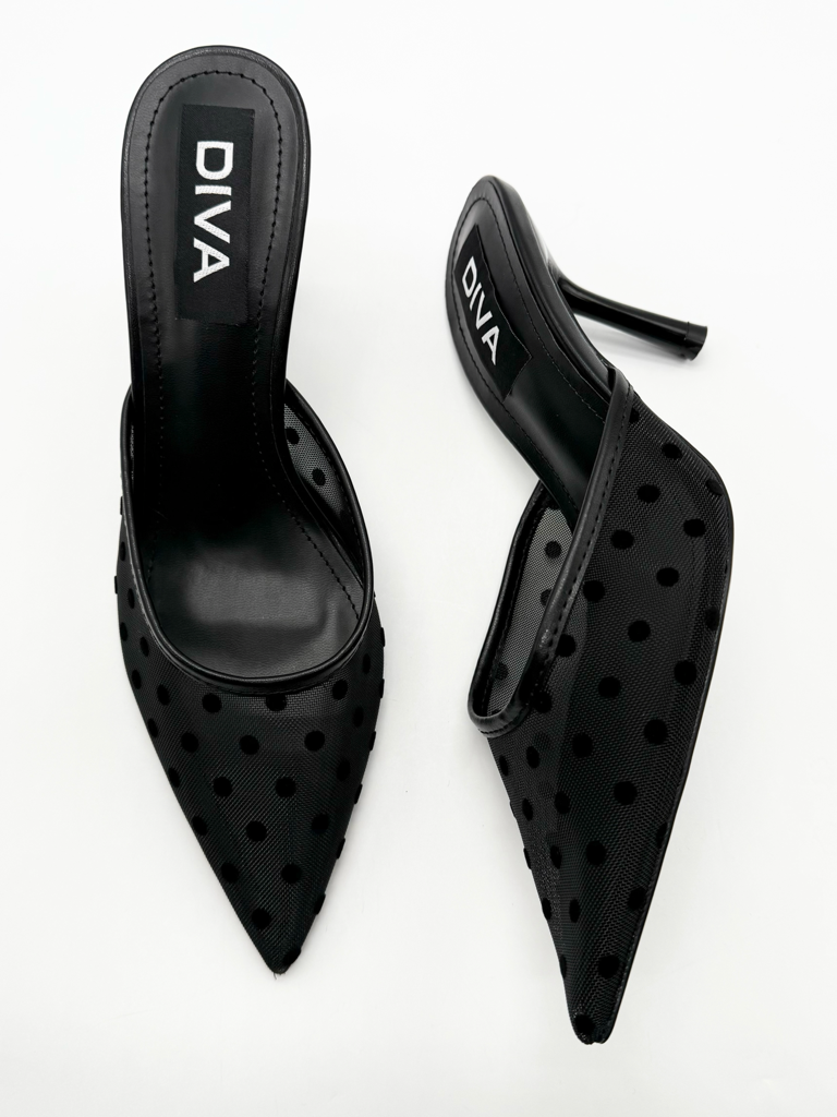 Polka dot décolleté mules H8-1093E