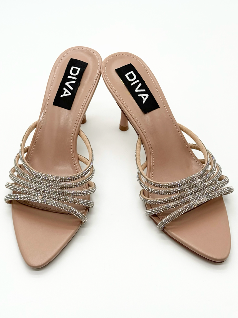 LOLA5287 Rhinestone Mule Sandals