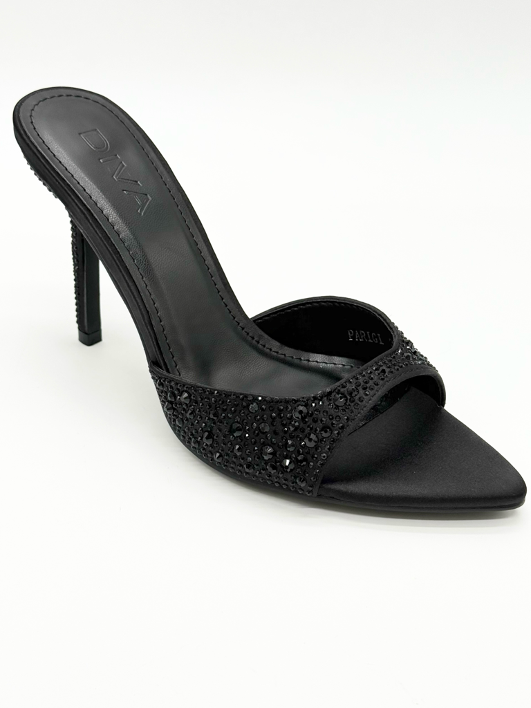 Sandali mules strass diva collection parigi|Colore:Nero