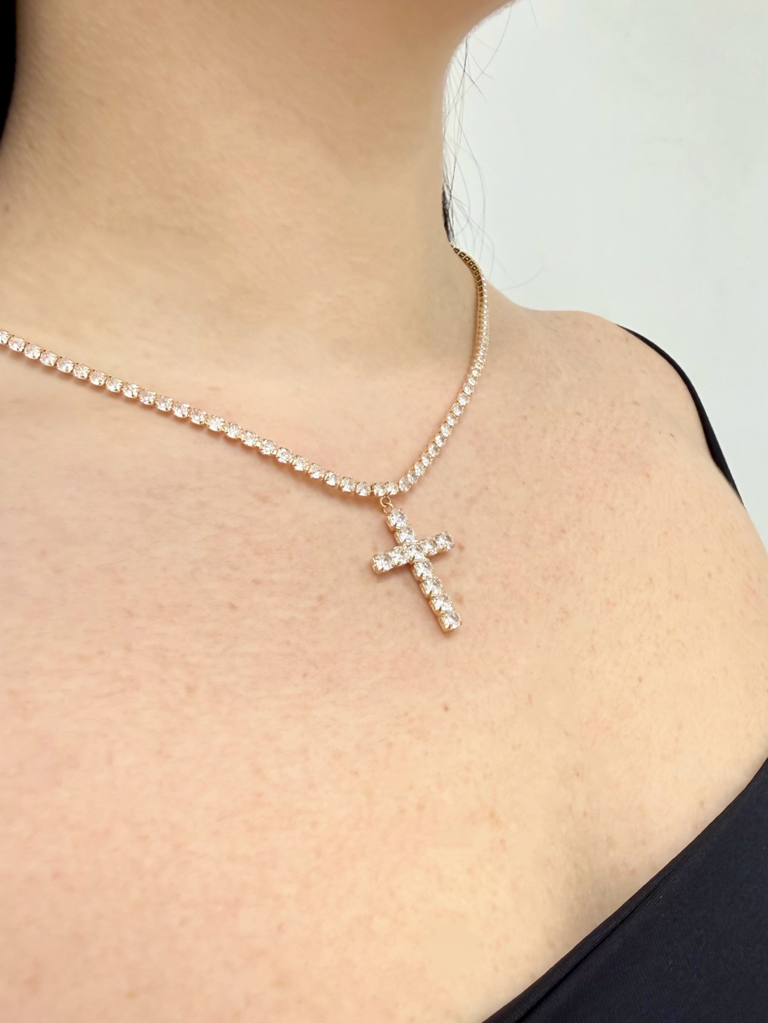 Collana croce strass luxor