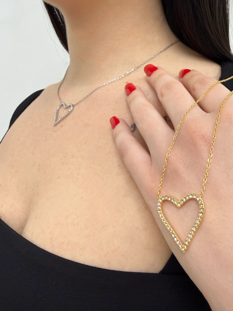 collana strass cuore
