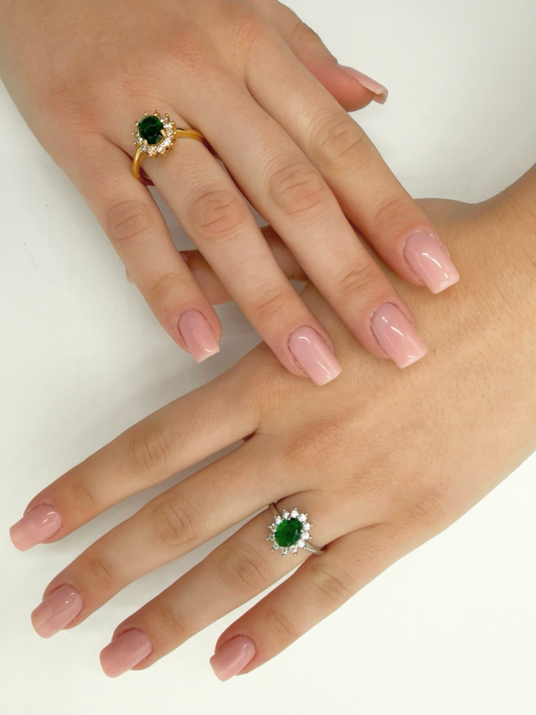 Anello smeraldo |Colore:Argento