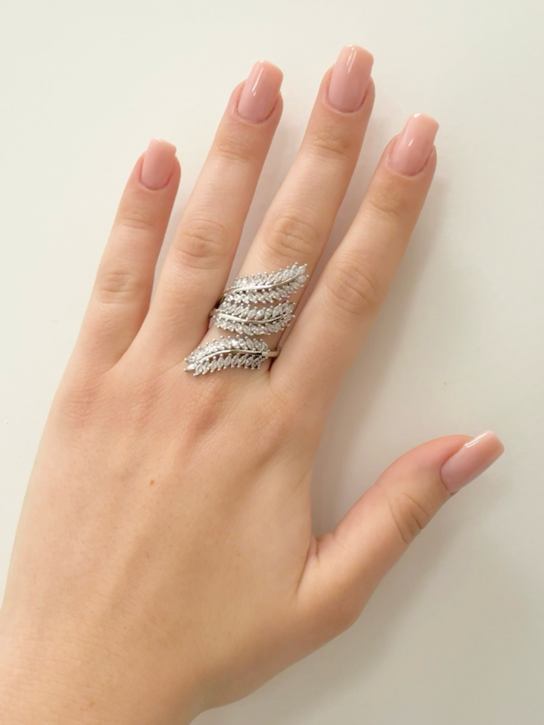 Anello foglia|Colore:Argento