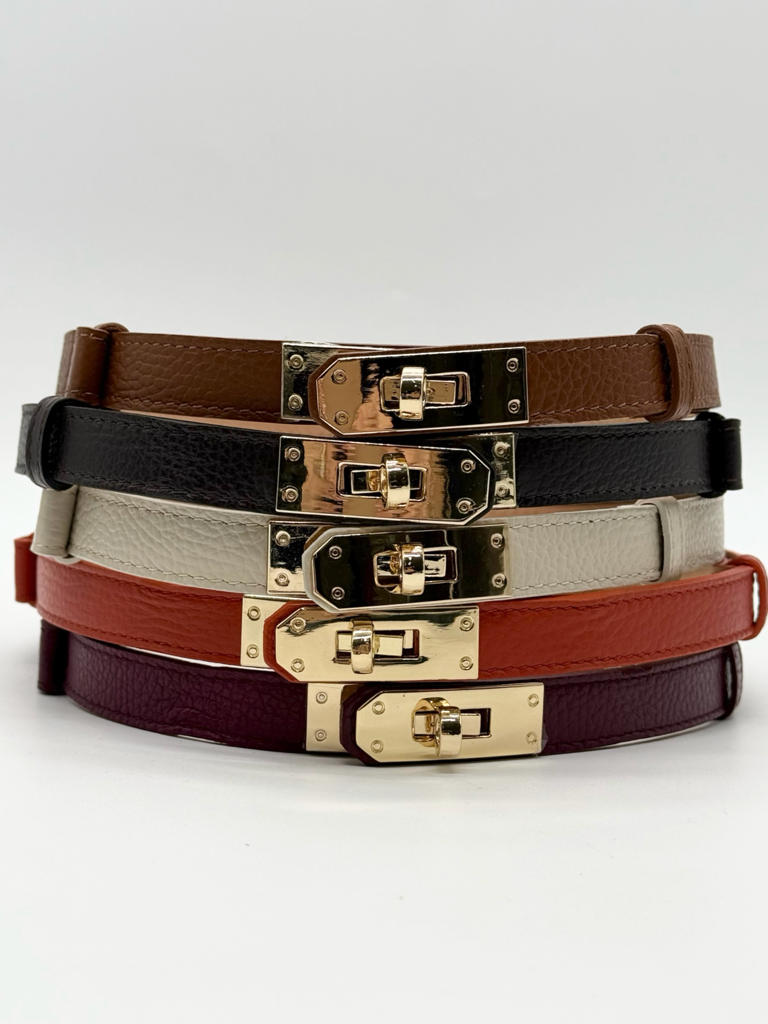 Cintura lucchetto vera pelle|Colore:Arancione