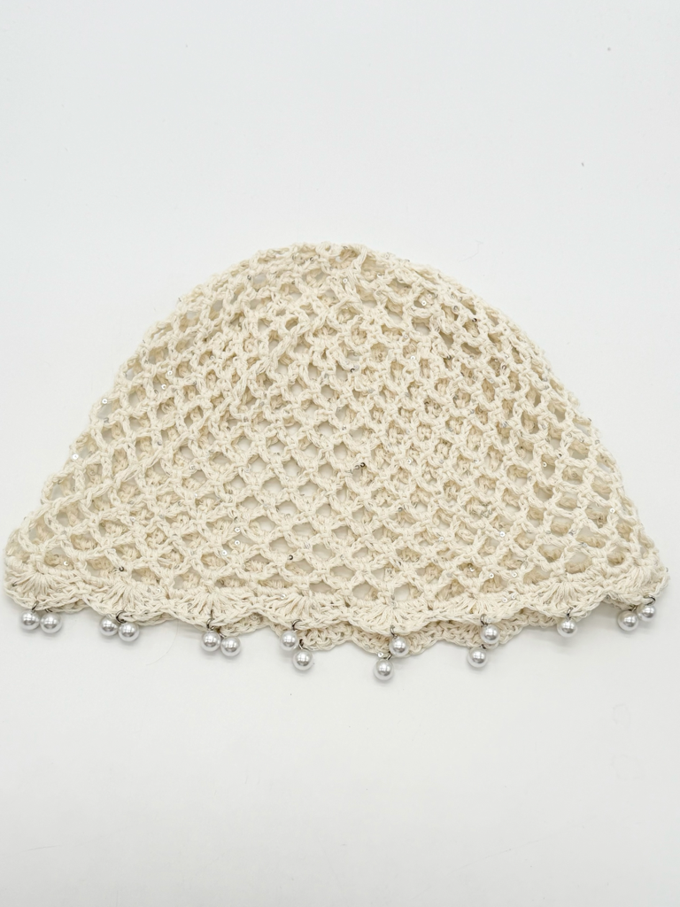 cuffia crochet perline |Colore:Beige
