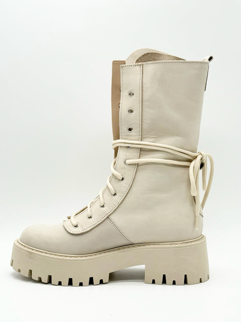 Stivali combat vera pelle diva collection|Colore:Beige