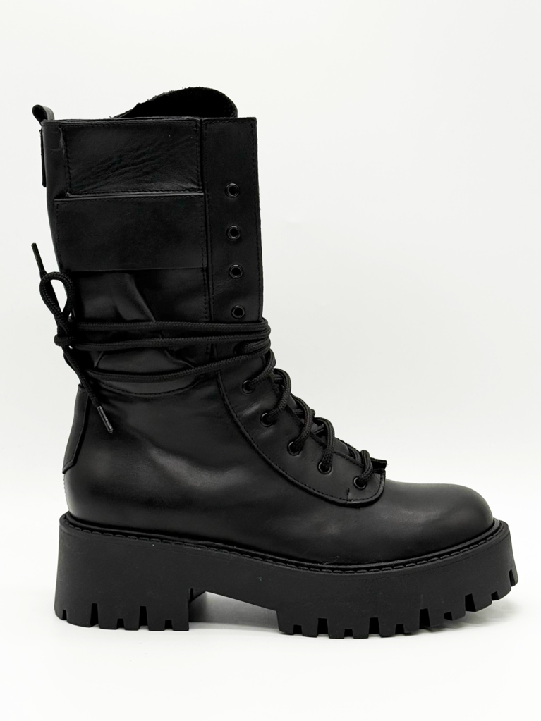 Stivali combat vera pelle diva collection|Colore:Nero