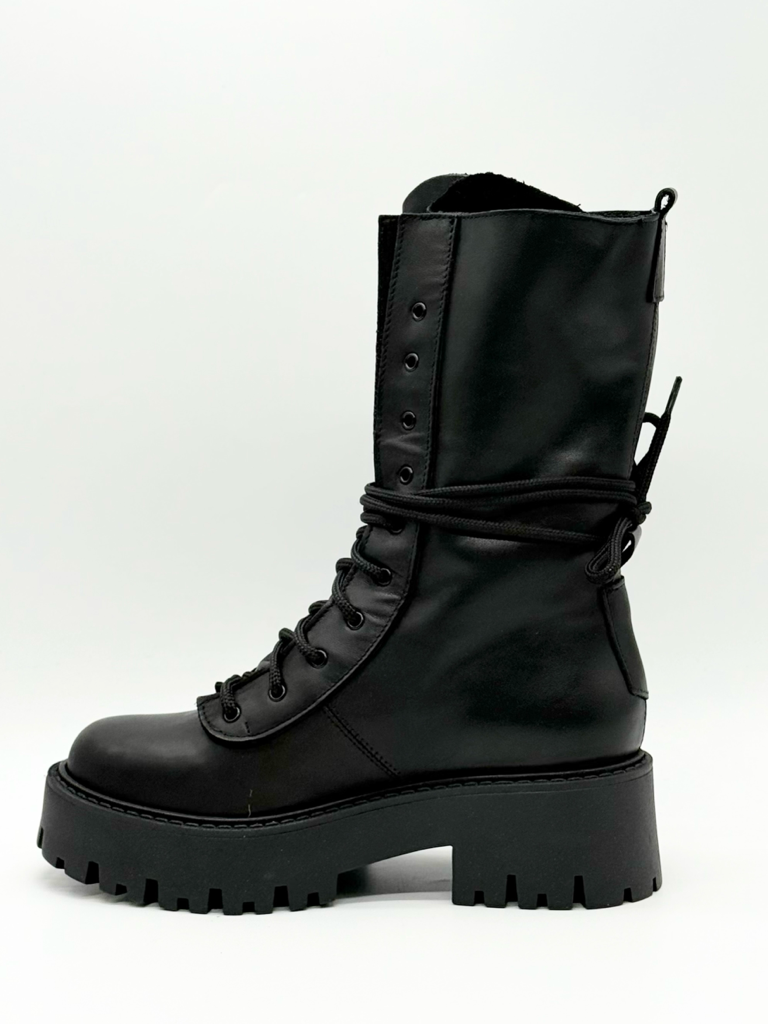Stivali combat vera pelle diva collection|Colore:Nero