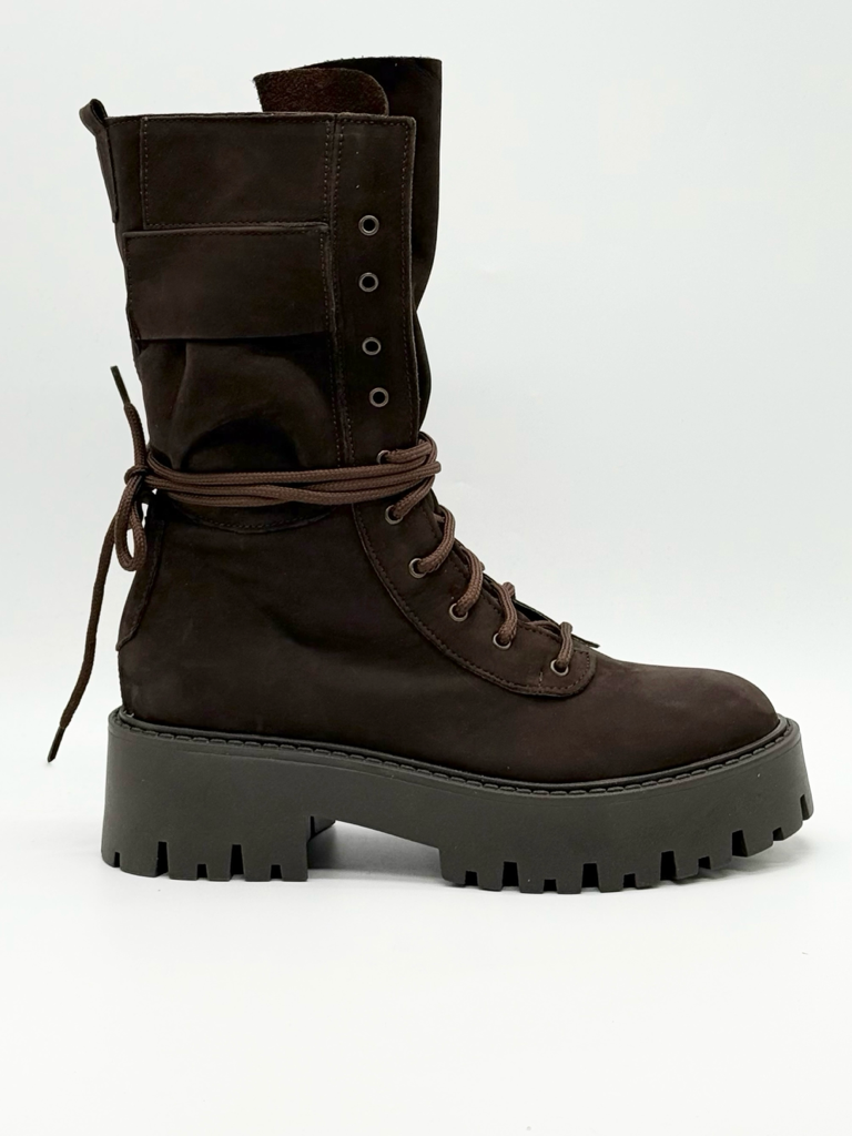 Stivali combat vera pelle diva collection|Colore:Marrone