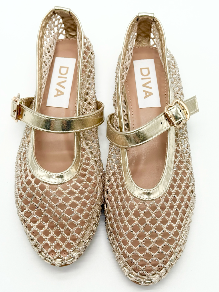 Ballerine mesh strech diva collection h1105|Colore:Oro