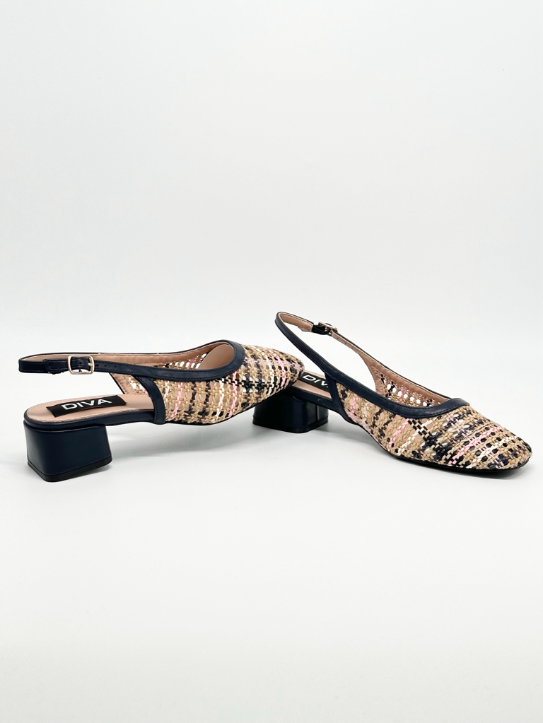 Slingback pumps square heel a30-178