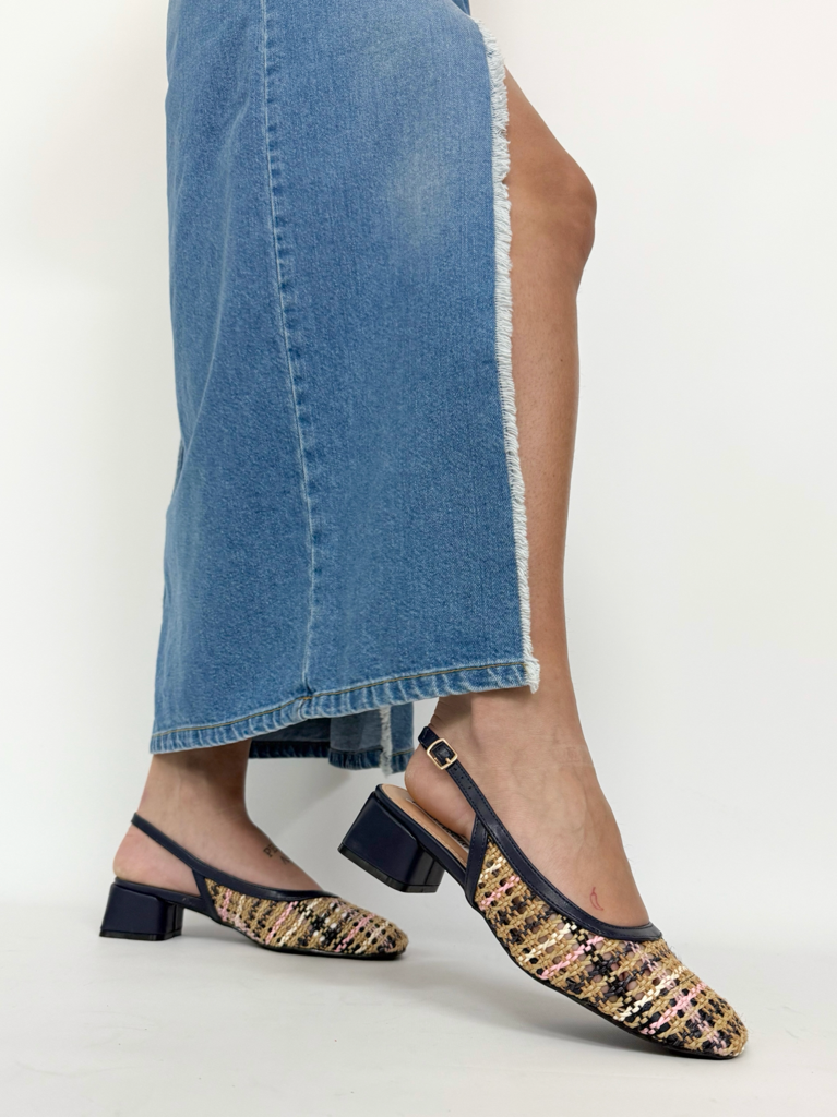 Slingback pumps square heel a30-178