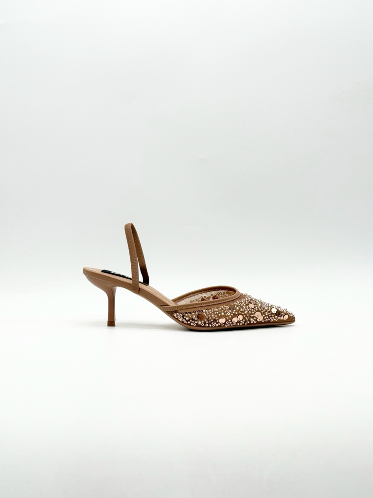 Sequined slingback décolleté m129