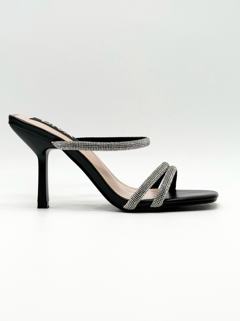 Sandali fascette strass H8-1130X|Colore:Nero