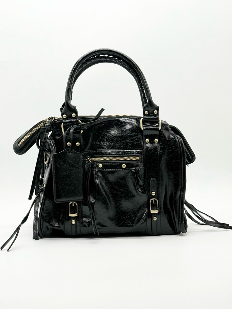 Borsa borchie e frange tr-896|Colore:Nero