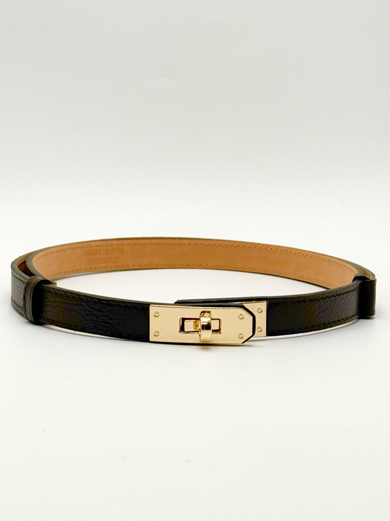 Cintura lucchetto vera pelle|Colore:Marrone