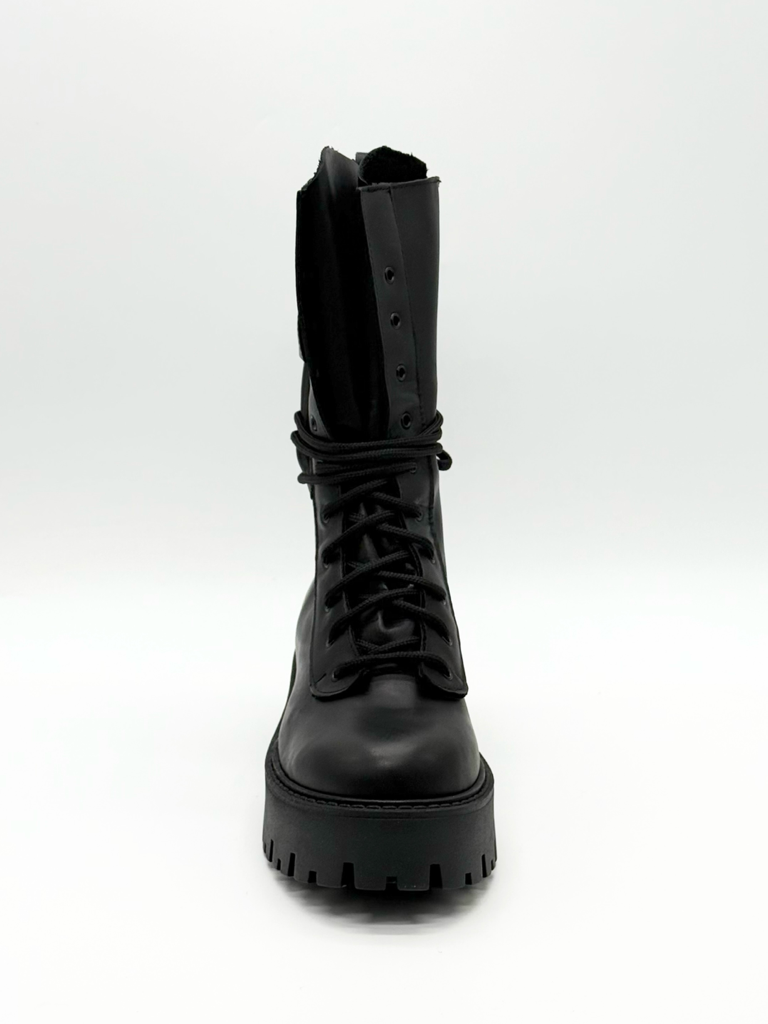 Stivali combat vera pelle diva collection|Colore:Nero