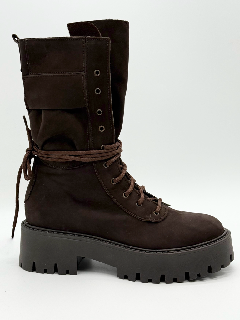 Stivali combat vera pelle diva collection|Colore:Marrone