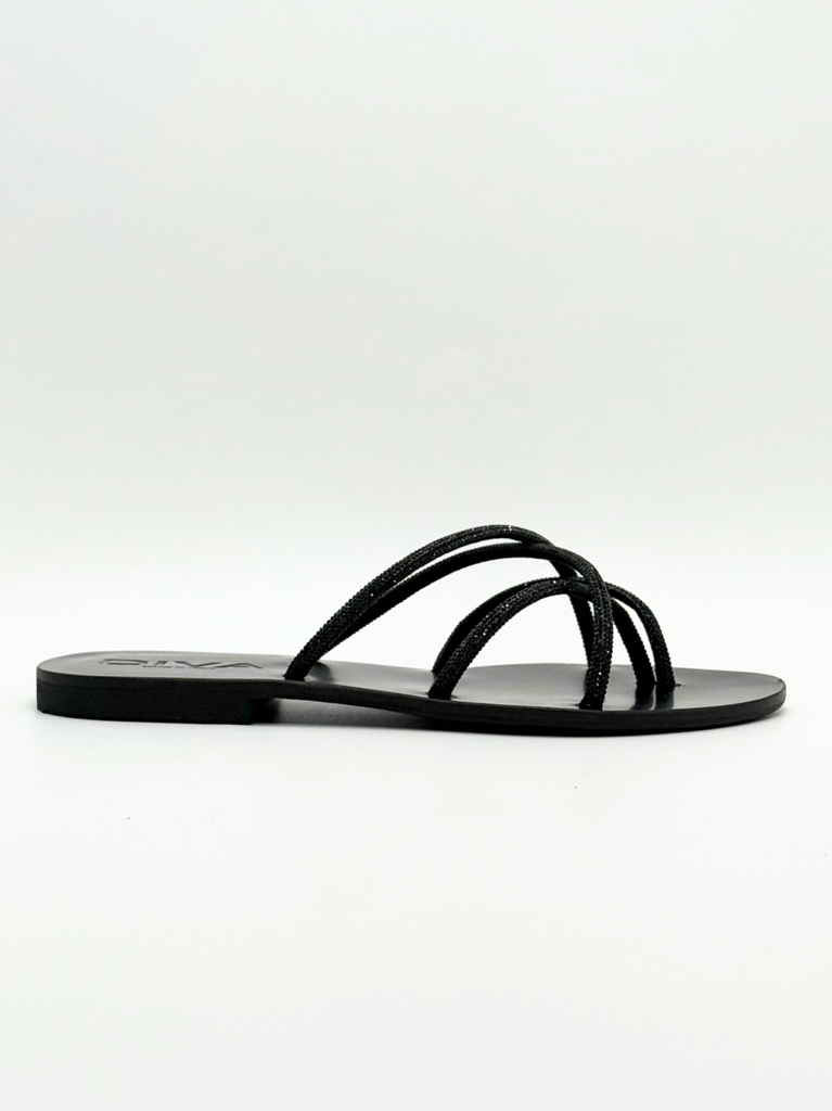 Sandali vero cuoio diva collection giglio|Colore:Nero
