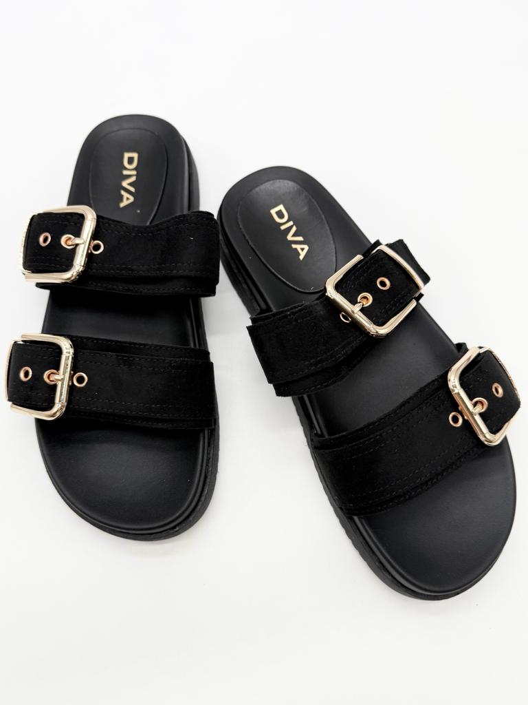 Sandali doppia fascia diva collection p25002|Colore:Nero