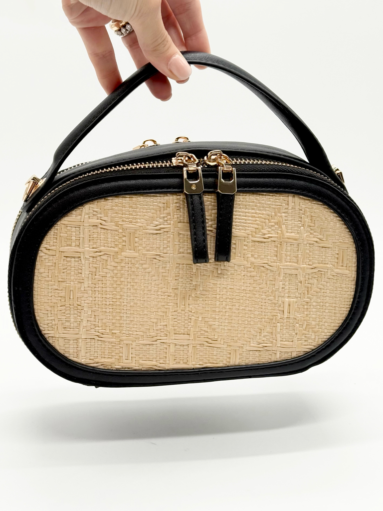 Borsa paglia FF24749|Colore:Nero